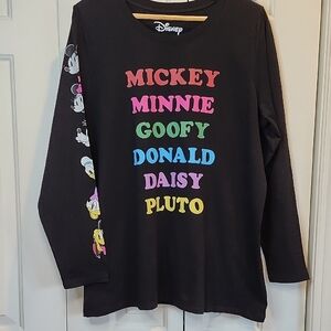 Disney Mickey Mouse and Friends Black Long Sleeve Crew Neck Shirt Size 1